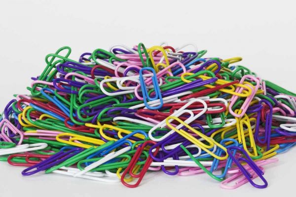 Pile of colored paper clips
